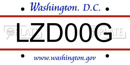 LZD00G District Of Columbia License Plate