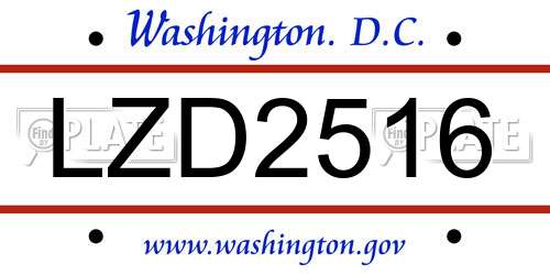 LZD2516 District Of Columbia License Plate