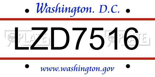 LZD7516 District Of Columbia License Plate