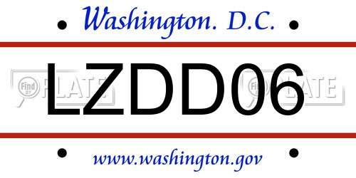 LZDD06 District Of Columbia License Plate
