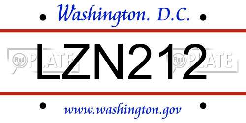 LZN212 District Of Columbia License Plate