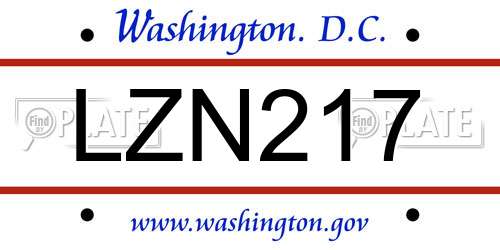 LZN217 District Of Columbia License Plate