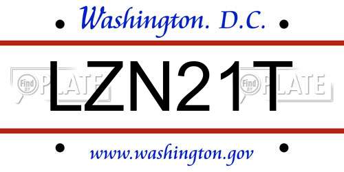LZN21T District Of Columbia License Plate