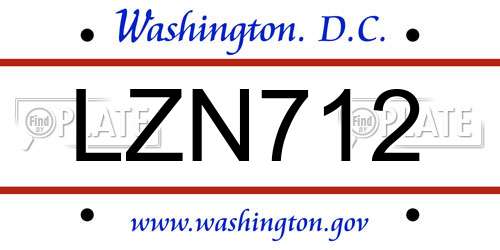 LZN712 District Of Columbia License Plate