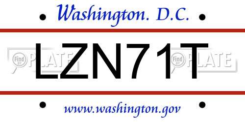 LZN71T District Of Columbia License Plate