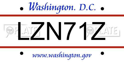 LZN71Z District Of Columbia License Plate