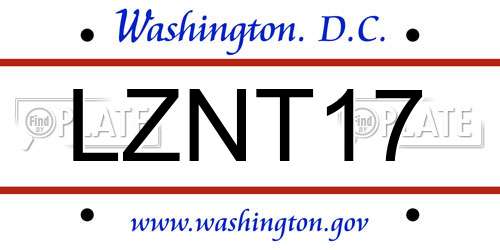 LZNT17 District Of Columbia License Plate