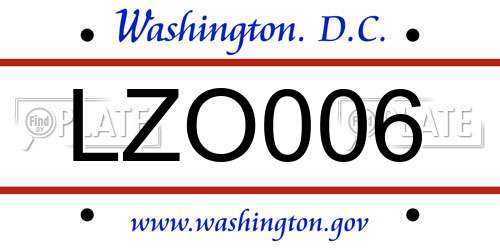LZO006 District Of Columbia License Plate