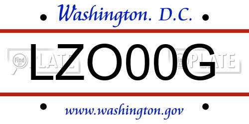 LZO00G District Of Columbia License Plate