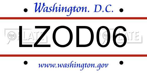 LZOD06 District Of Columbia License Plate