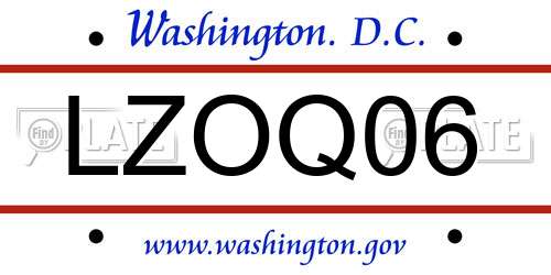 LZOQ06 District Of Columbia License Plate