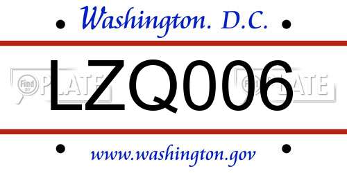LZQ006 District Of Columbia License Plate
