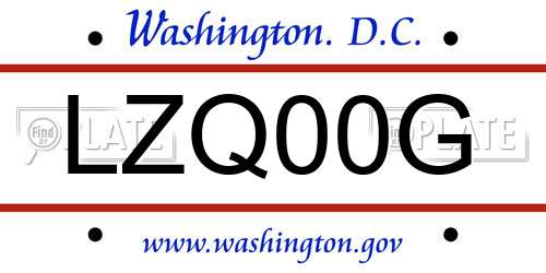 LZQ00G District Of Columbia License Plate