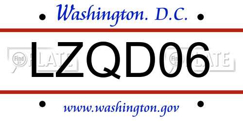 LZQD06 District Of Columbia License Plate