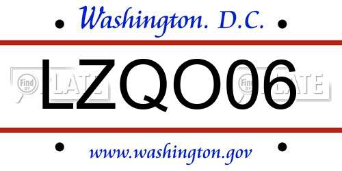 LZQO06 District Of Columbia License Plate