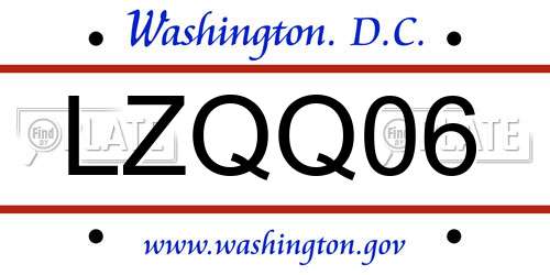 LZQQ06 District Of Columbia License Plate