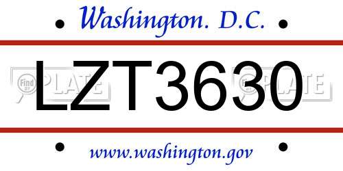 LZT3630 District Of Columbia License Plate