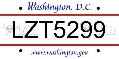 LZT5299 District Of Columbia License Plate