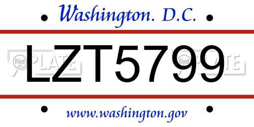 LZT5799 District Of Columbia License Plate