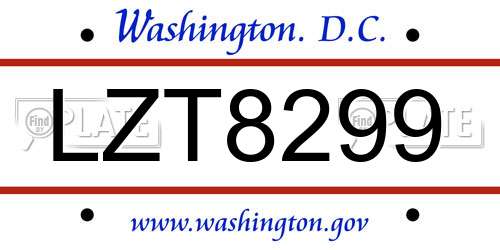 LZT8299 District Of Columbia License Plate