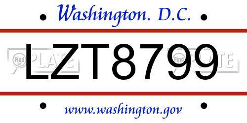 LZT8799 District Of Columbia License Plate