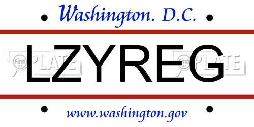 LZYREG District Of Columbia License Plate