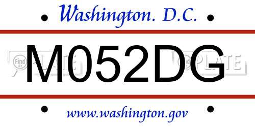 M052DG District Of Columbia License Plate