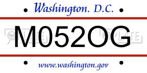 M052OG District Of Columbia License Plate