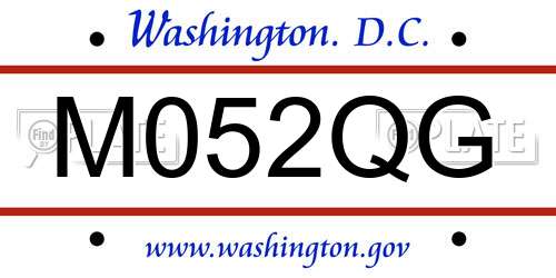 M052QG District Of Columbia License Plate