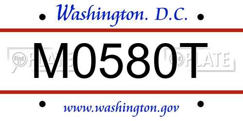 M0580T District Of Columbia License Plate