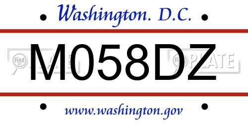 M058DZ District Of Columbia License Plate