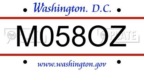 M058OZ District Of Columbia License Plate