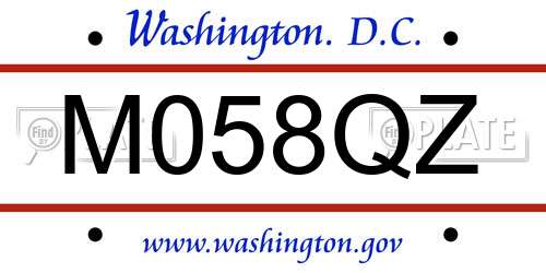 M058QZ District Of Columbia License Plate
