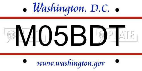 M05BDT District Of Columbia License Plate