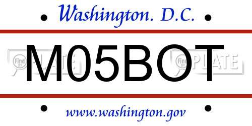 M05BOT District Of Columbia License Plate