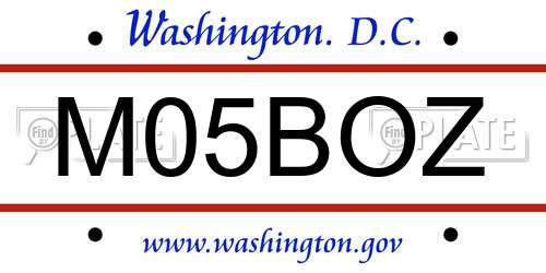 M05BOZ District Of Columbia License Plate