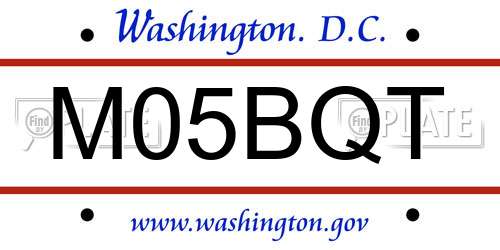 M05BQT District Of Columbia License Plate