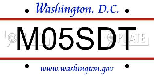 M05SDT District Of Columbia License Plate