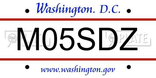 M05SDZ District Of Columbia License Plate