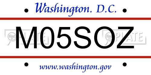 M05SOZ District Of Columbia License Plate