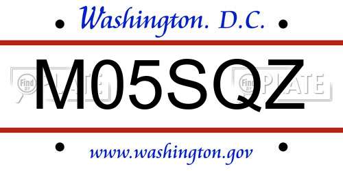 M05SQZ District Of Columbia License Plate