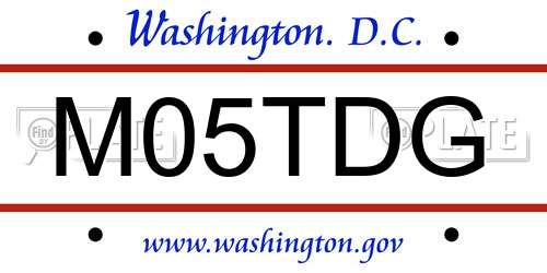 M05TDG District Of Columbia License Plate