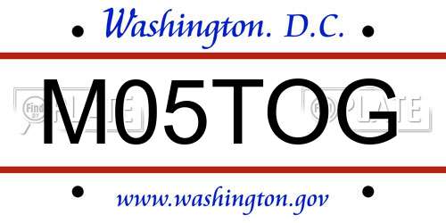 M05TOG District Of Columbia License Plate