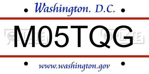 M05TQG District Of Columbia License Plate