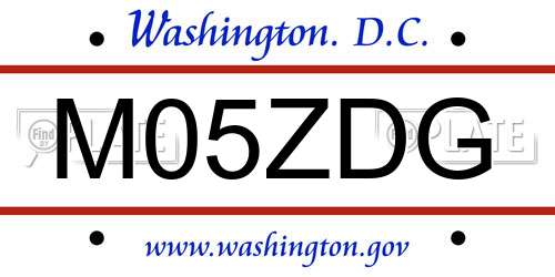 M05ZDG District Of Columbia License Plate