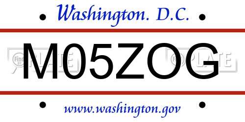 M05ZOG District Of Columbia License Plate