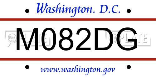 M082DG District Of Columbia License Plate