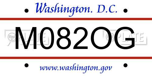 M082OG District Of Columbia License Plate