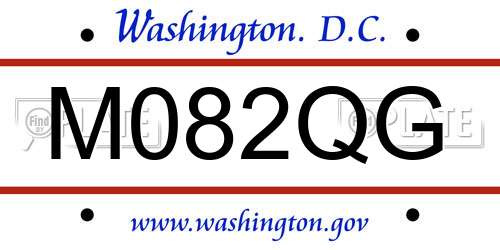 M082QG District Of Columbia License Plate