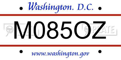 M085OZ District Of Columbia License Plate